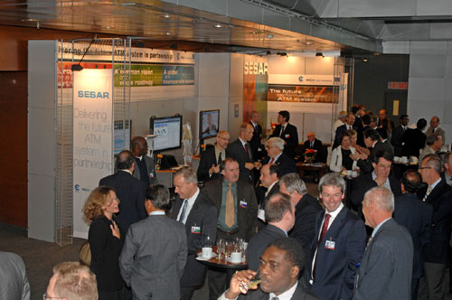 the joint SESAR booth in the lobby of ICAO the joint SESAR booth in the lobby of ICAO